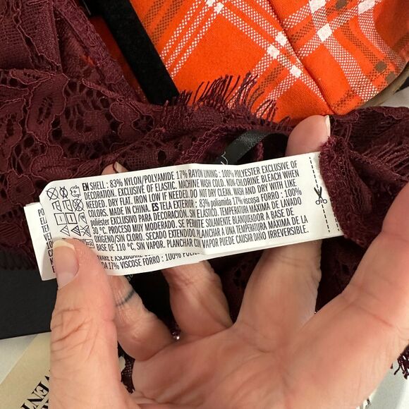 NWT Burgundy Wine Plum V-Neck Lacey Crop Cami Top S - Picture 5 of 7